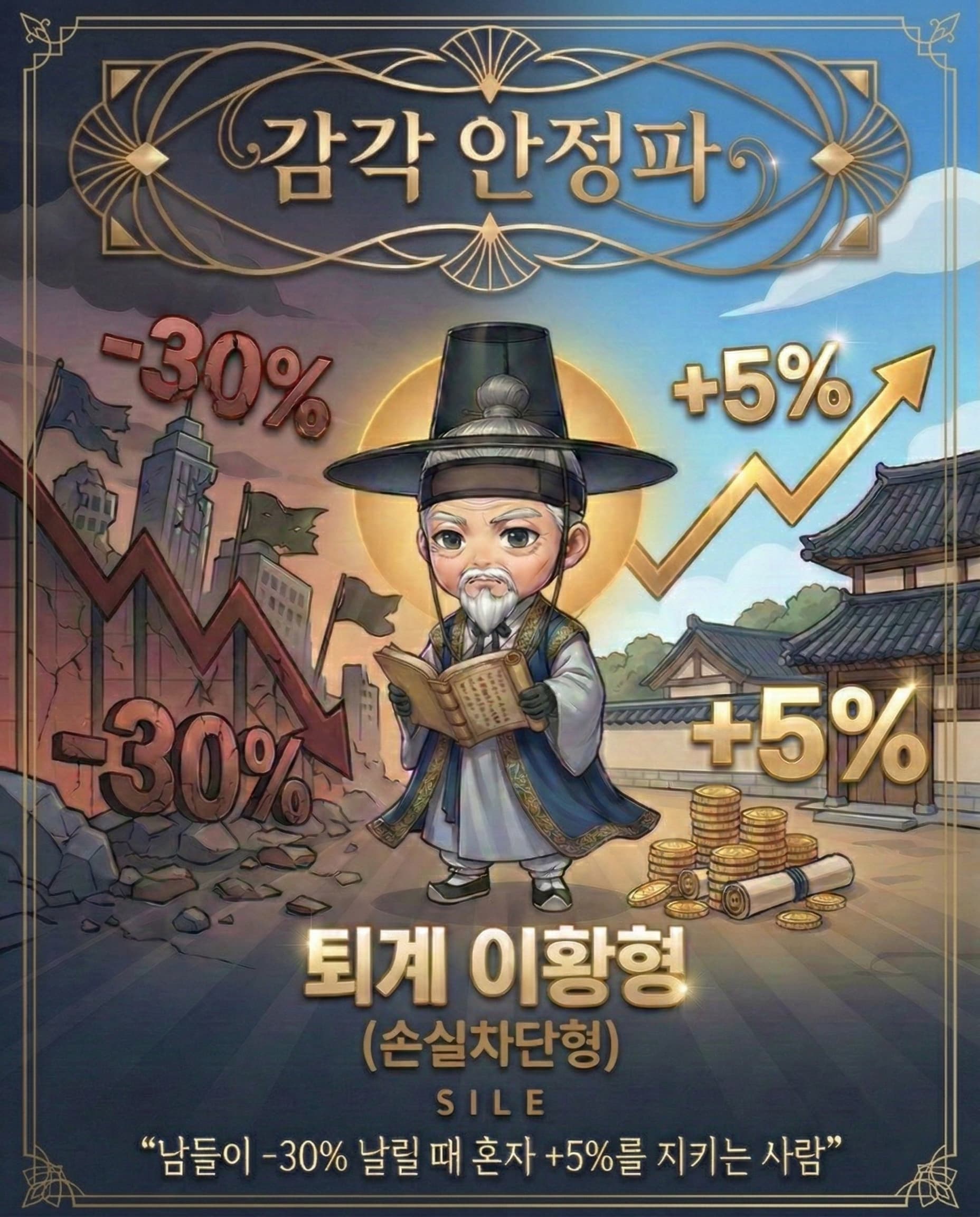 감각 안정파 - 퇴계 이황형 (손실차단형) SILE - 남들이 -30% 날릴 때 혼자 +5% 지키는 사람